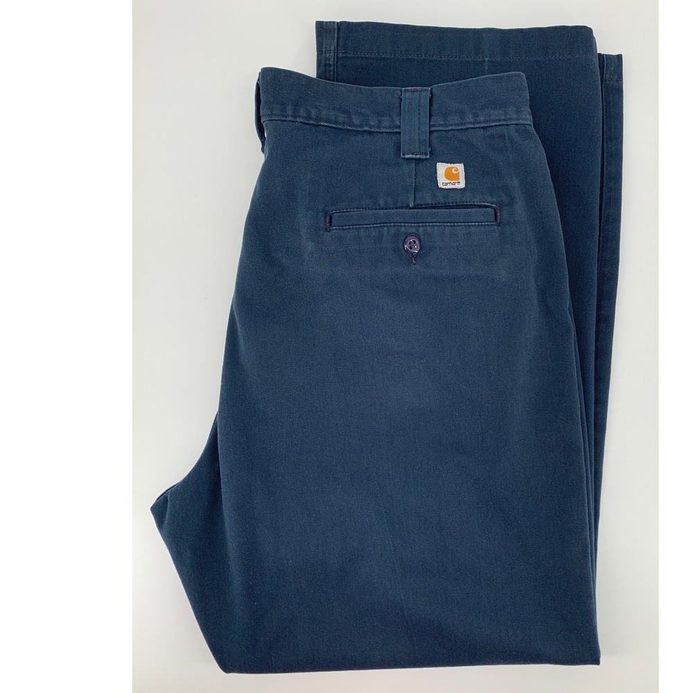 Carhartt Pants Mens 38x30 Blue Twill‎ Workwear Relaxed Fit Chino B290